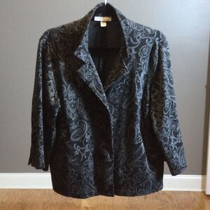 14 Coldwater Creek Black Gray Paisley Patterned Jacket